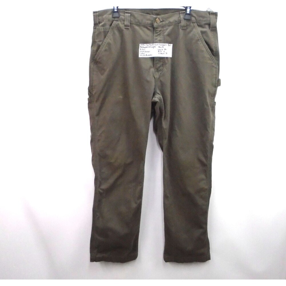 Carhartt Twill Dungaree Carpenter Pants Relaxed Fit Beige 38 (36x30) Green